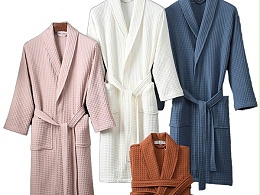 Waffle cotton bathrobe, breathable, summer and spring pajamas