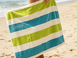Wholesale Striped 100% Cotton Ultra-Absorbent Turkish-Style Jacquard Sand-Free Beach Towel